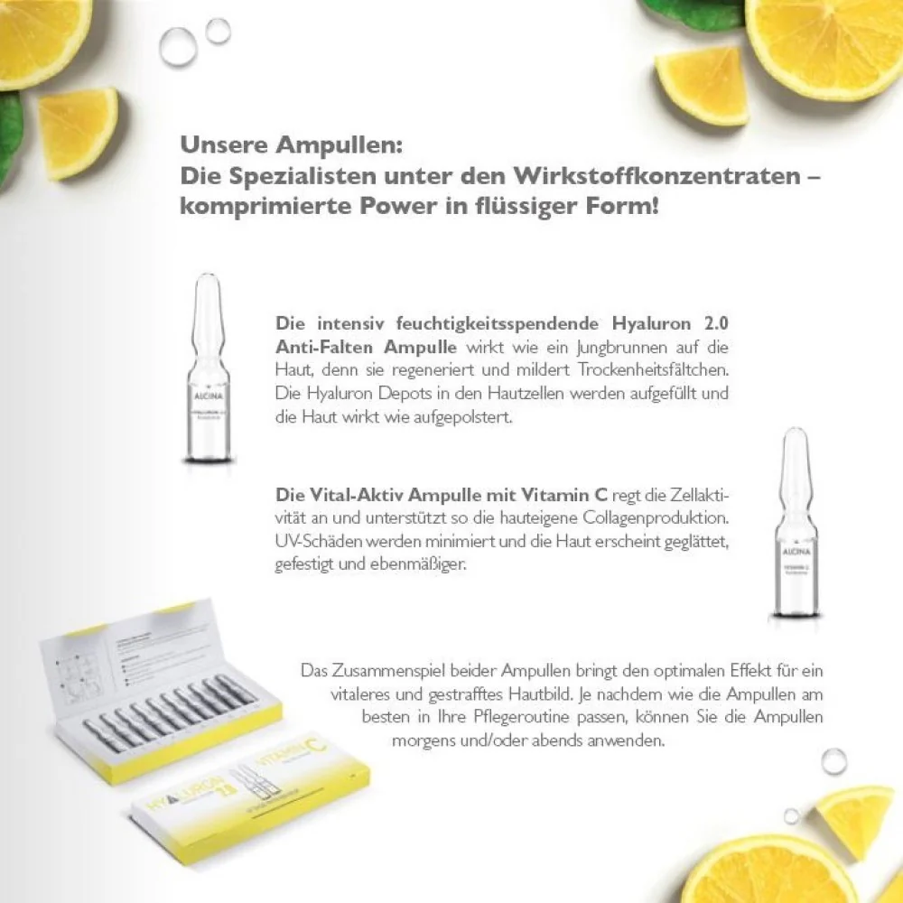 Alcina Hyaluron 2.0 / Vitamin C - Ampullen-Kur - 10x1ml - Image 3