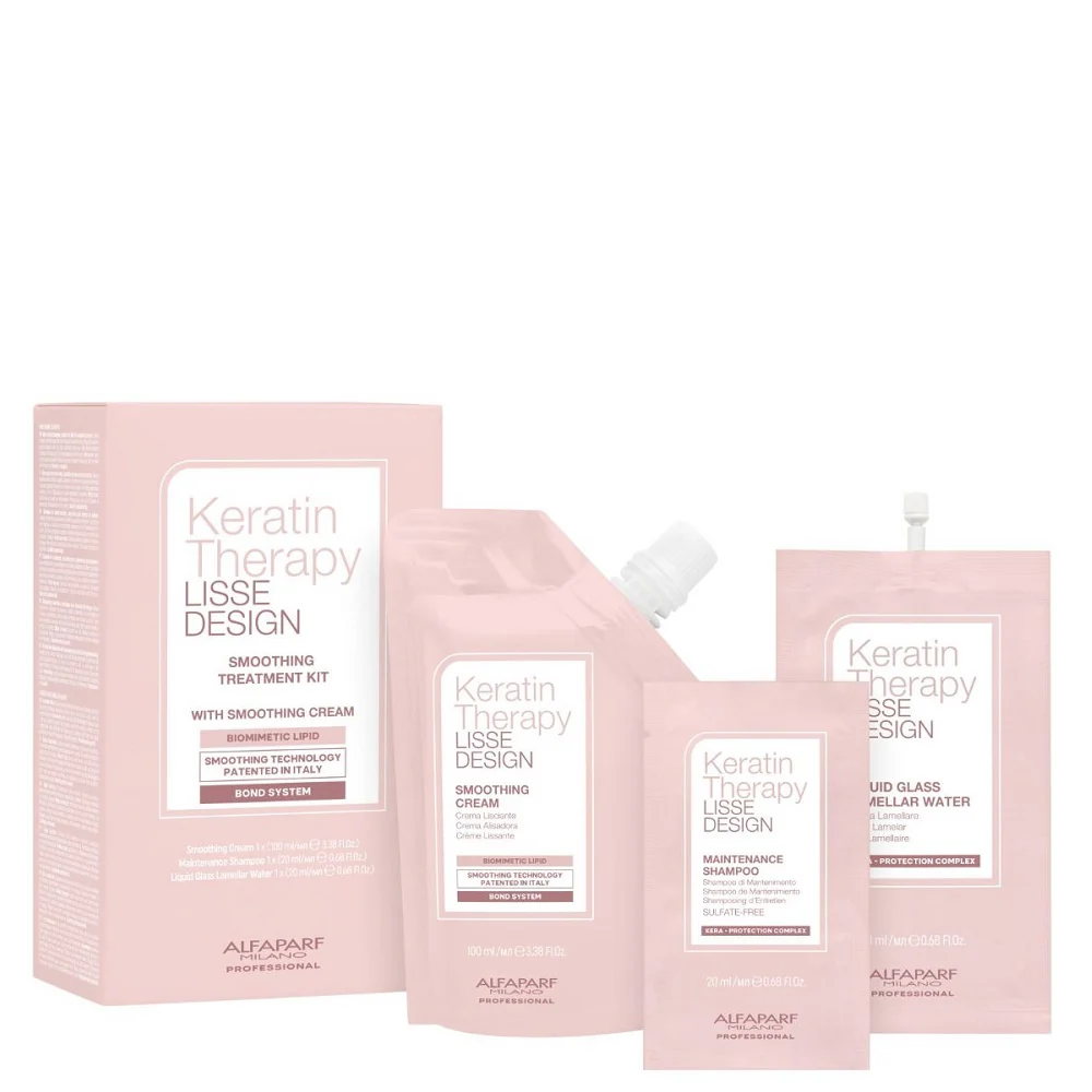 Alfaparf Milano Keratin Therapy Smoothing Treatment Kit - Smoothing Cream 100ml + Maintenance Shampoo 20ml + Liquid Glass Lamellar Water 20ml - Image 2