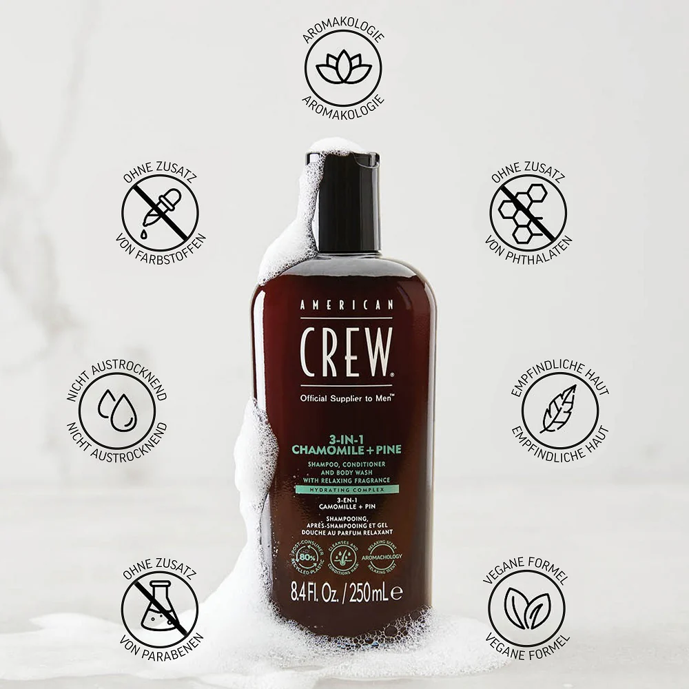 American Crew Chamomile & Pine Relaxing 3-in-1 Shampoo 450ml - Image 2