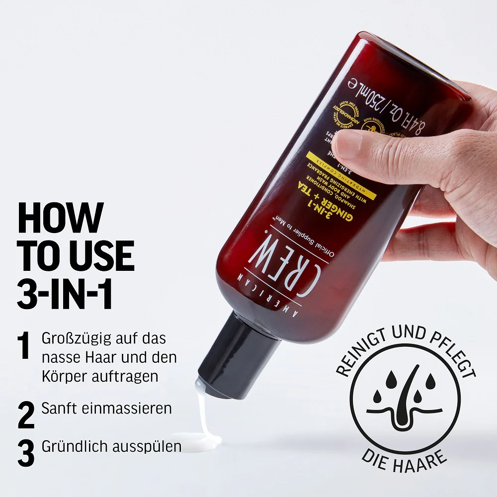 American Crew Ginger & Tea Energizing 3-in-1 Shampoo 1000ml - Image 4