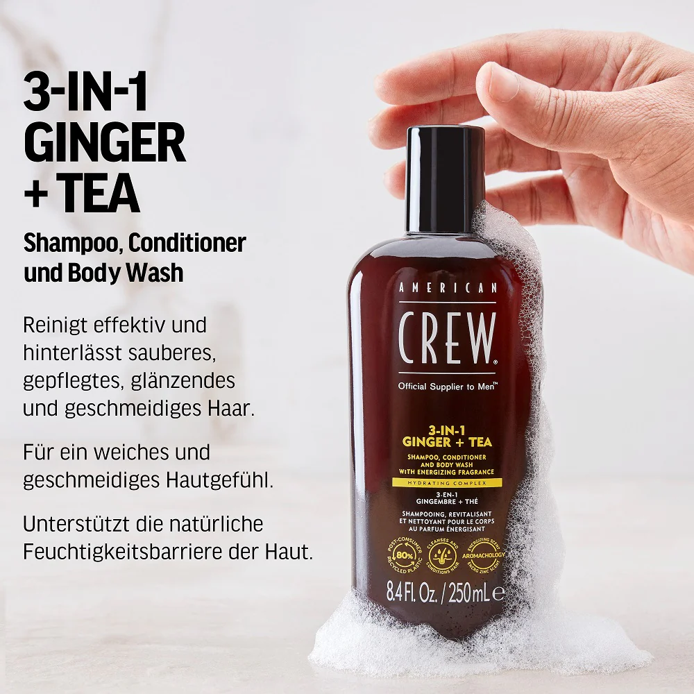 American Crew Ginger & Tea Energizing 3-in-1 Shampoo 1000ml - Image 5