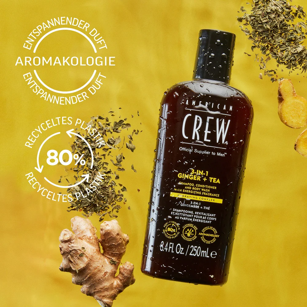 American Crew Ginger & Tea Energizing 3-in-1 Shampoo 450ml - Image 7