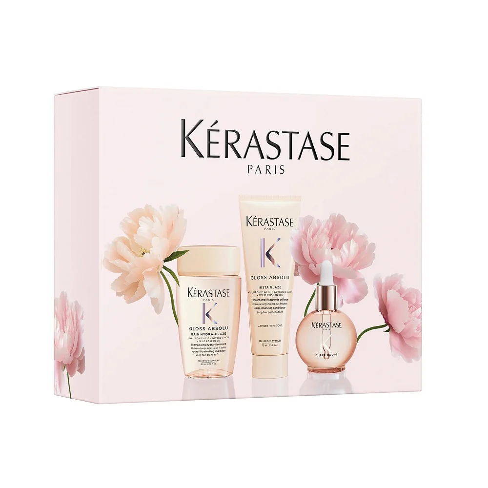 Kérastase Gloss Absolu Trio Oil Spring Set – Bain Hydra-Glaze 80 ml + Fondant 75 ml + Oil Glaze Drops 45 ml