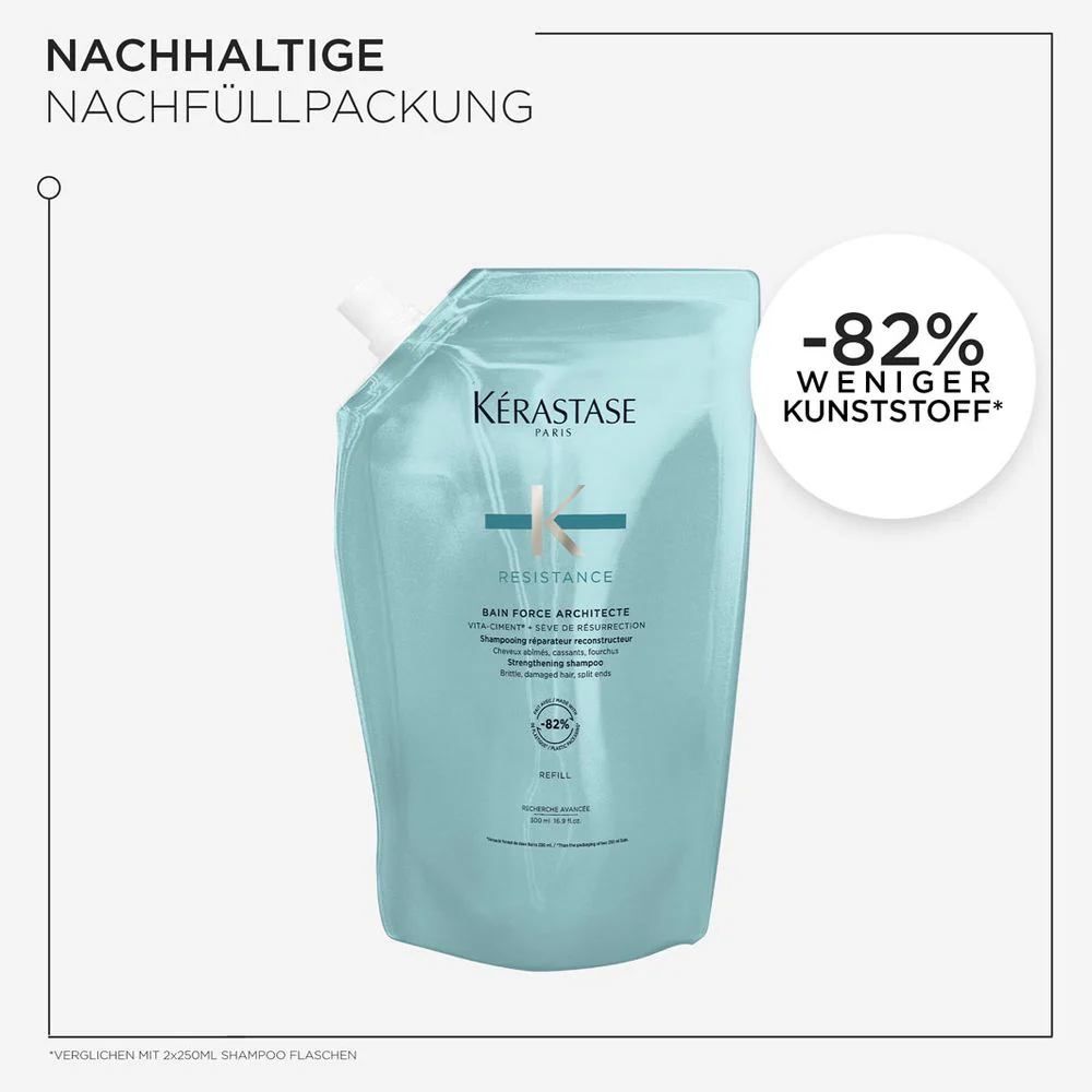 Kérastase Resistance Bain Force Architecte Refill Bundle - Shampoo 500 ml & Nachfüllpack 500 ml - Image 4