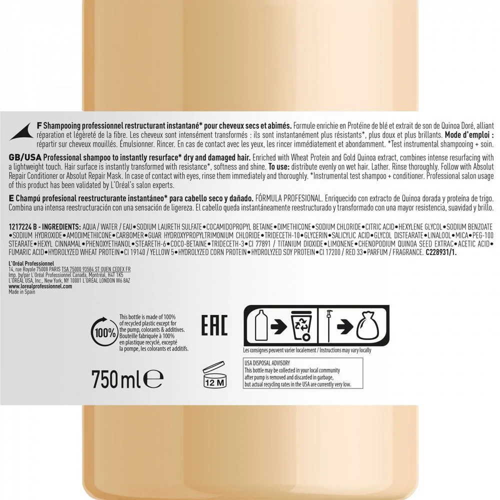 L'Oréal Professionnel Serie Expert Absolut Repair Shampoo 1500 ml - Image 4