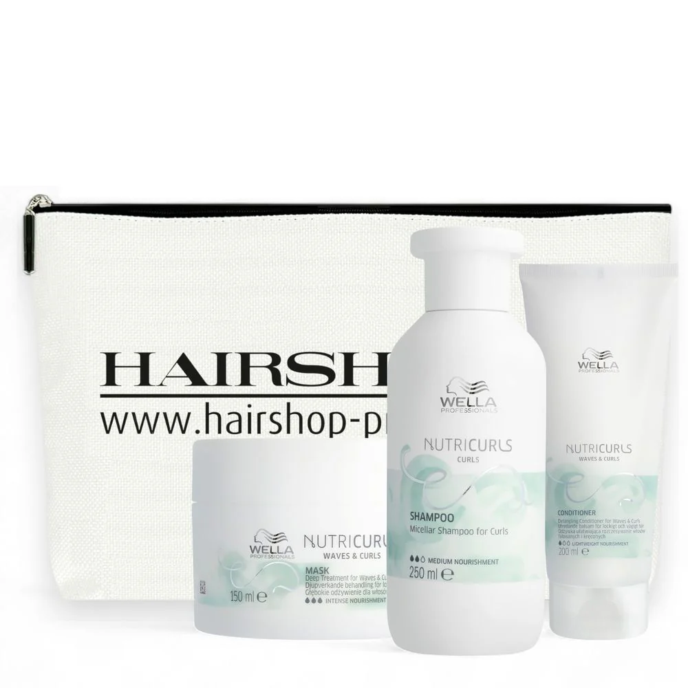 Wella Professionals Nutricurls Curls Geschenkset - Shampoo 250ml +  Conditioner 200 ml + Maske 150 ml  + Kosmetikbeutel gratis